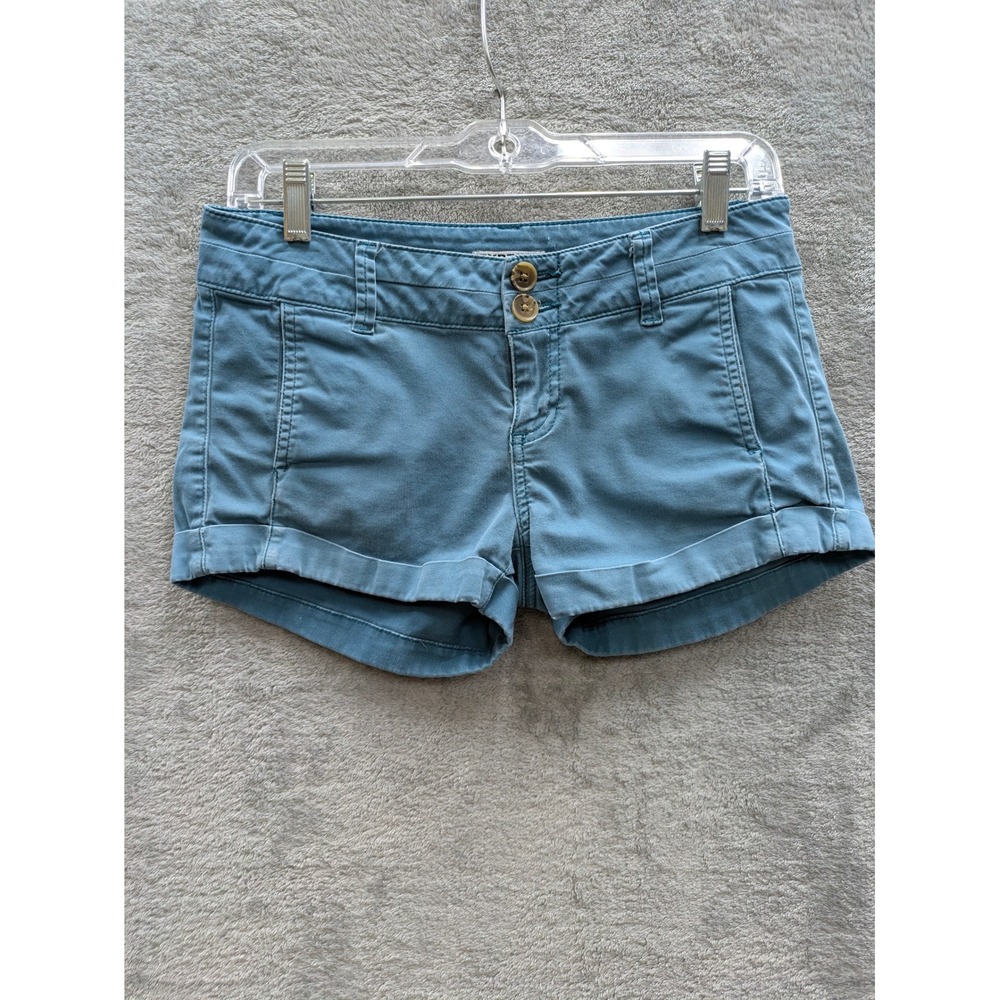 Cuffed Chino Shorts Womens Size 0 Blue Teal Stretch Twill Coastal Indie Preppy